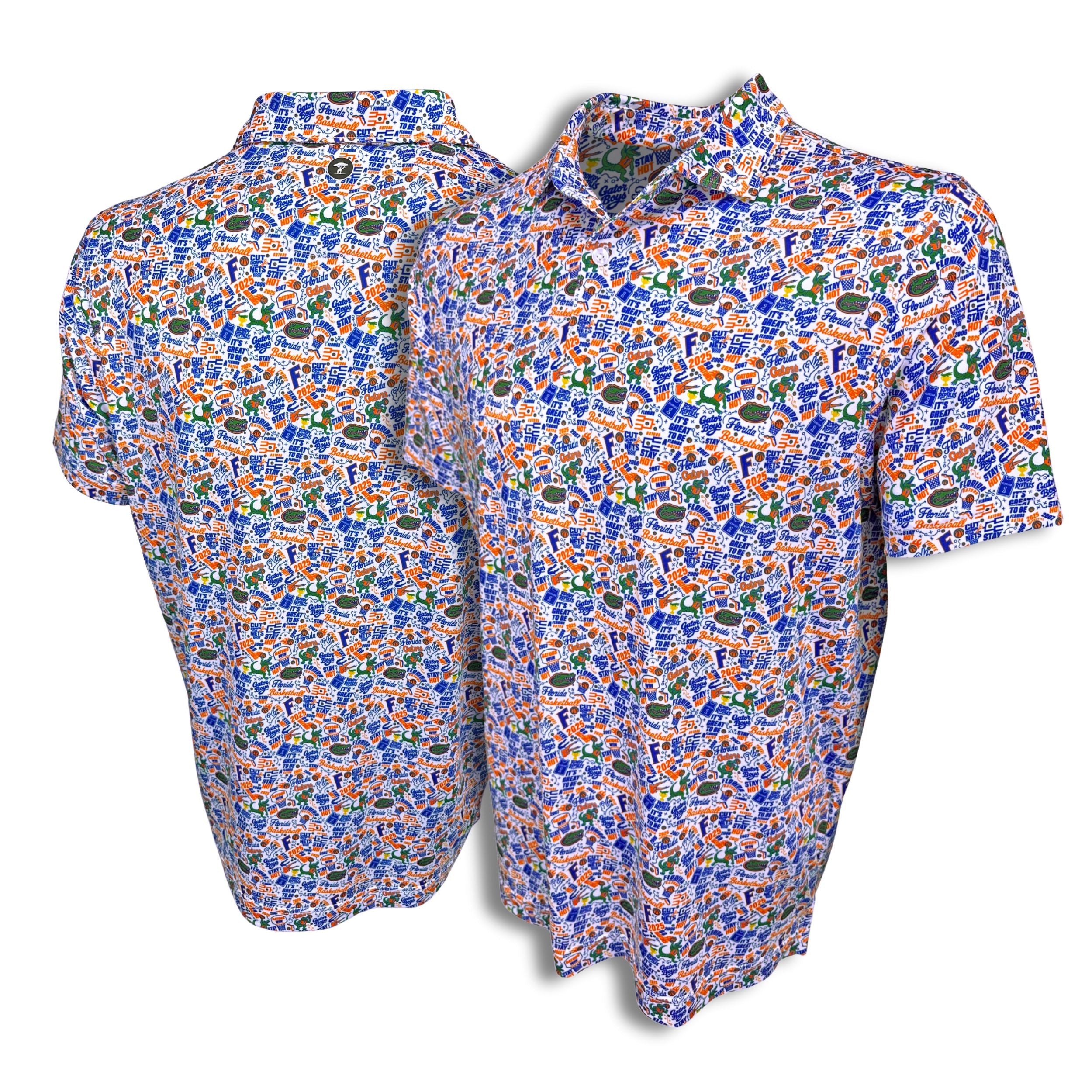 The UF Gator Basketball Print Polo